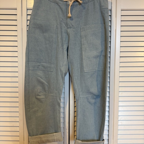LONGWAY CALIFORNIA, Baggy Tie Pant, Large, Bleached Denim - Picture 2 of 4